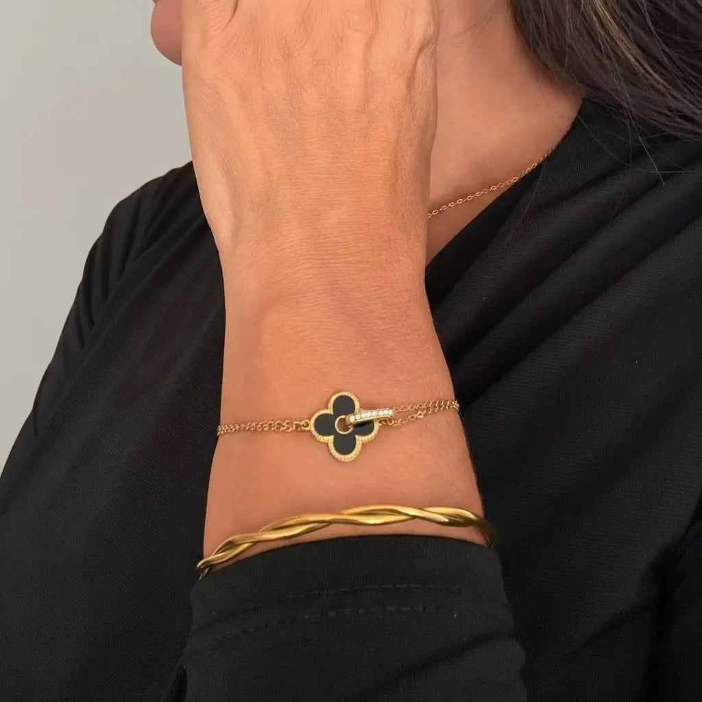 Bracelet Trèfle Jade - Souple