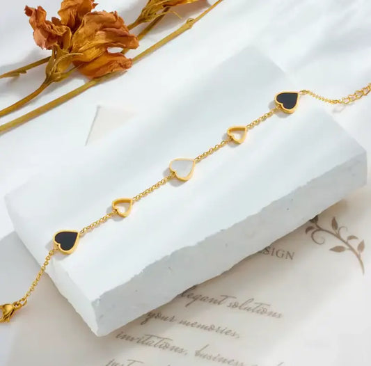 Bracelet Cœur – noir & nacre - Harmony & Senteur