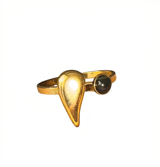 Bague Naïa-pierre noire Harmony & Senteur