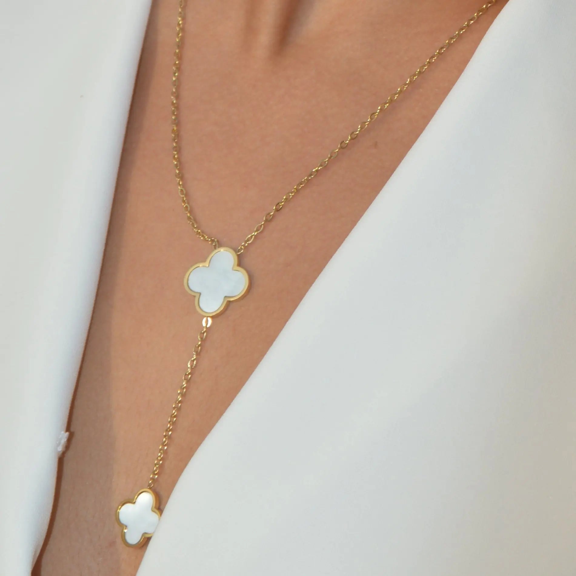 Collier Éclat Jade – doré, nacre - Harmony & Senteur