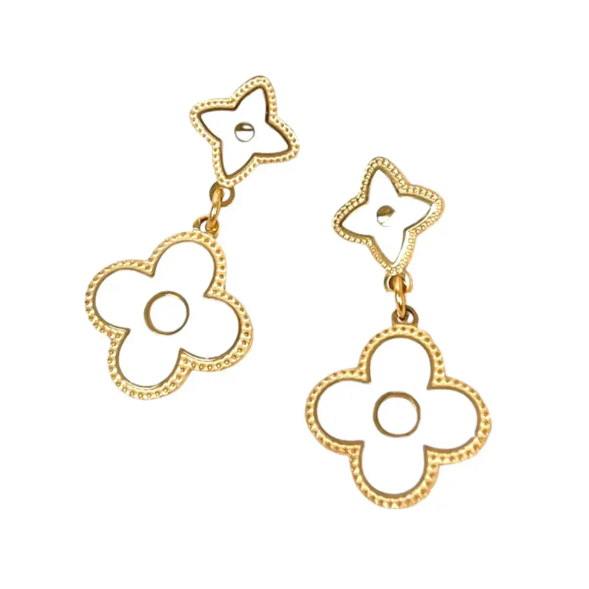 Boucles d'oreilles  Trèfle Jade – dorées, nacre Harmony & Senteur