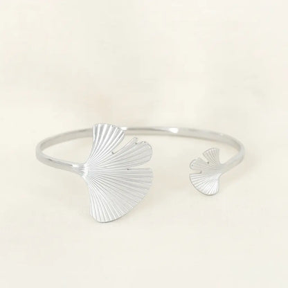 Bracelet Ginkgo – Jonc feuille doré ou argenté - Harmony & Senteur