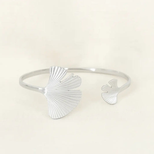 Bracelet Ginkgo – Jonc feuille doré ou argenté - Harmony & Senteur