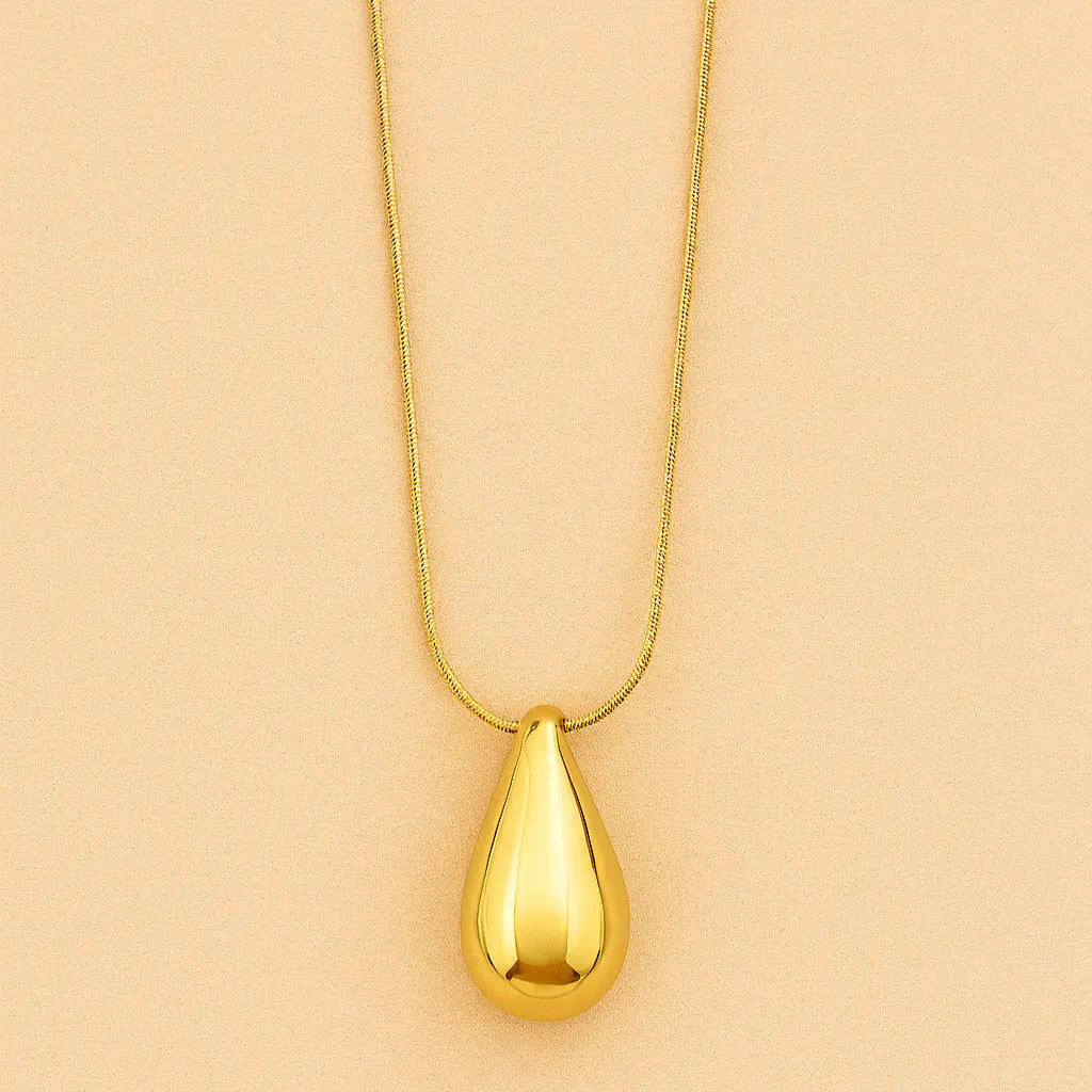 collier goutte en acier inoxydable doré