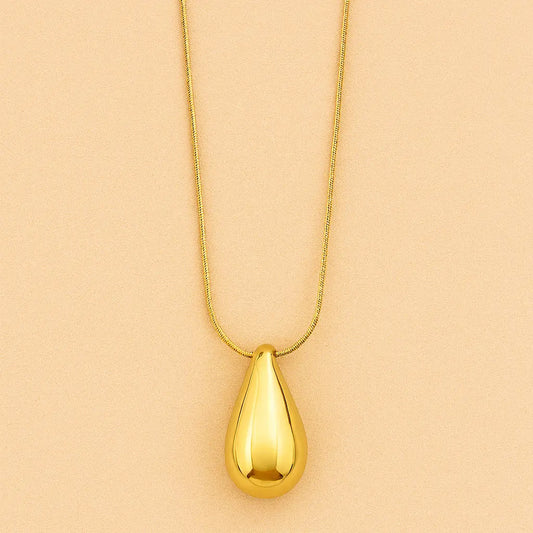 collier goutte en acier inoxydable doré