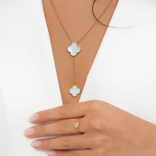 Collier Éclat Jade – doré, nacre - Harmony & Senteur