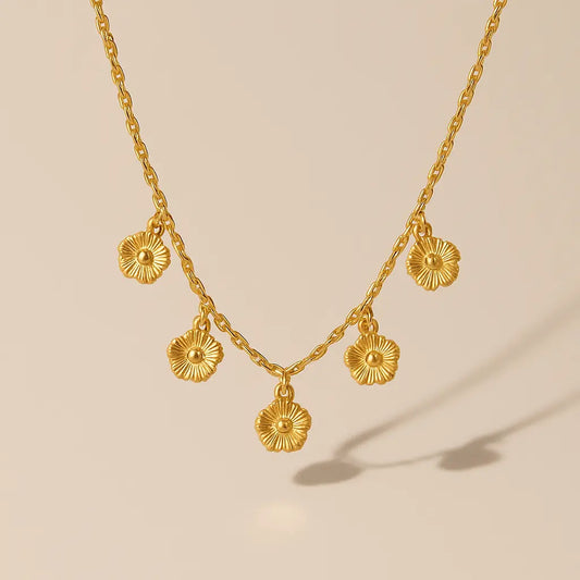 Collier Aline – doré, petites fleurs - Harmony & Senteur