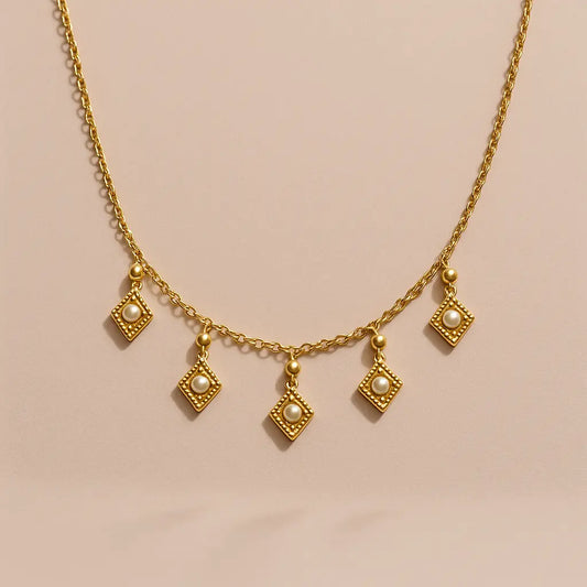 Collier Bali – Doré, cristaux blancs