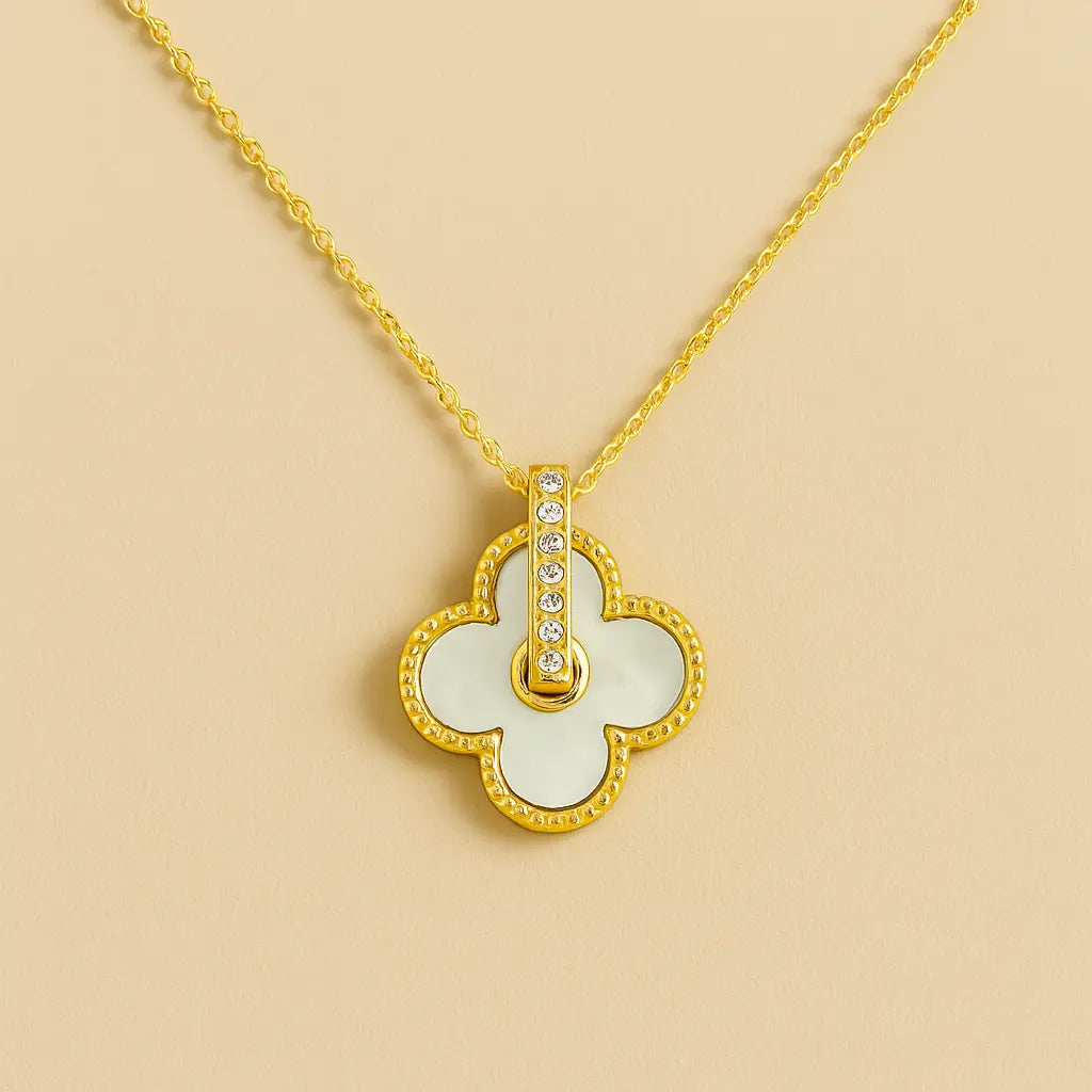 Collier Trèfle Éclat – doré, nacre - Harmony & Senteur