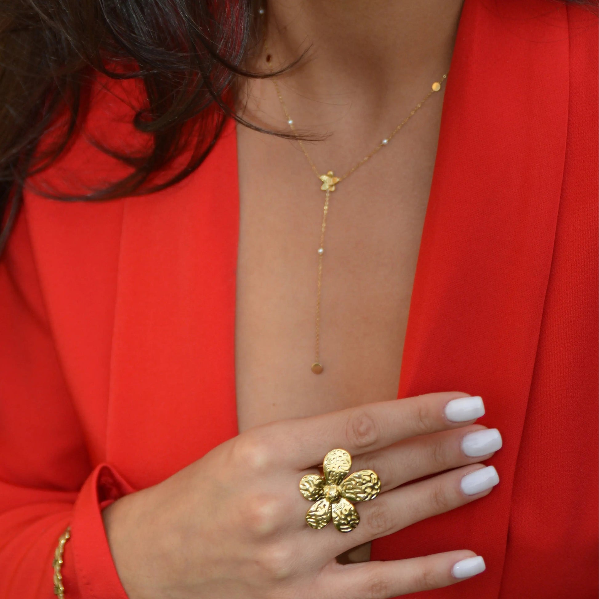 Bague Fleur Jade- argentée ou dorée - Harmony & Senteur