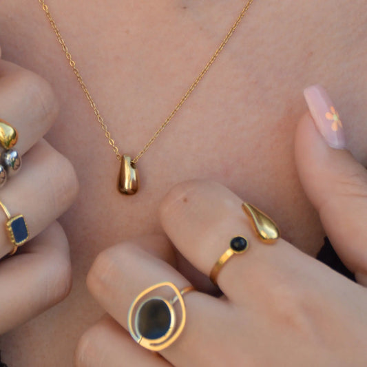 Bague Naïa-pierre noire - Harmony & Senteur