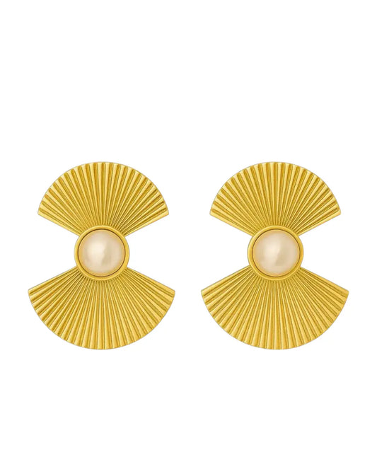 Boucles d’oreilles dorées Fély -avec pierre nacre Harmony & Senteur