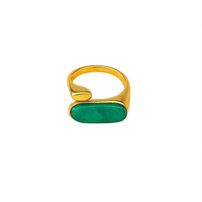 Bague dorée Ella – Pierre ovale Harmony & Senteur