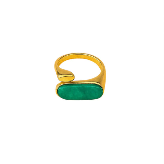 Bague dorée Ella – Pierre ovale Harmony & Senteur
