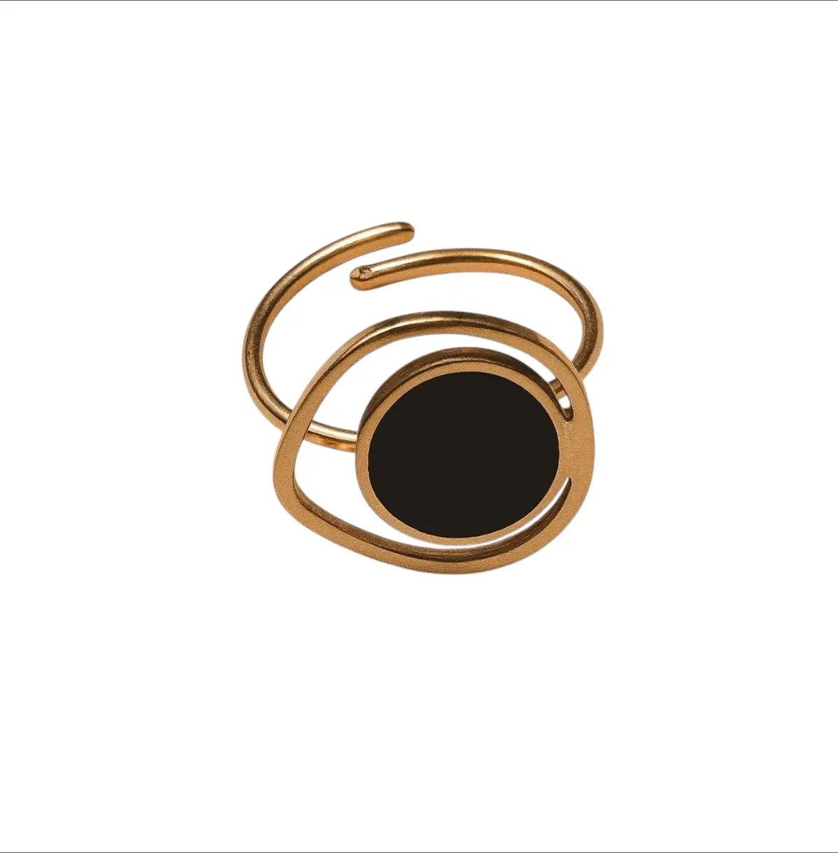 Bague Inès- doré et pierre noire Harmony & Senteur