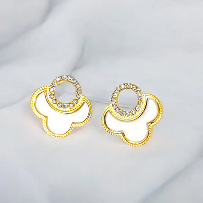 Boucles d'oreilles Éclat Jade-dorées et cristaux - Harmony & Senteur