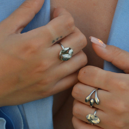 Bague Ysée - Dôme martelé argenté - Harmony & Senteur