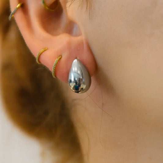 Boucles d'oreilles Elise en acier inoxydable argenté-goutte-Harmony & Senteur