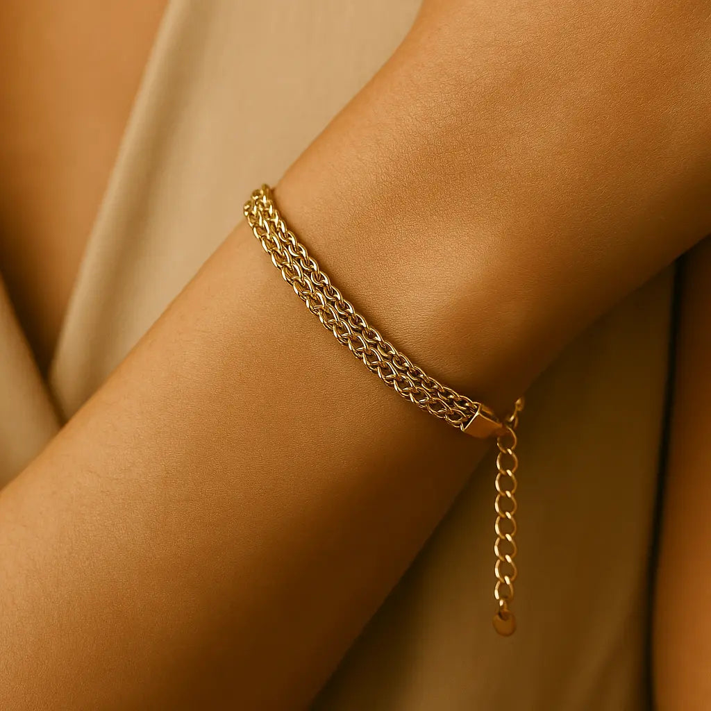 Bracelet doré Iséa – Chaîne tressée  en acier inoxydable - Harmony & Senteur